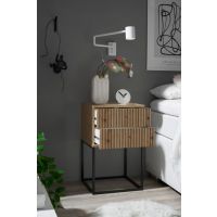 MC AKCENT - MARLE Szafka nocna | 2 szuflady | Dąb artisan | Czarny mat | 38-896-R8