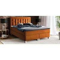 PMW - MATI Łóżko kontynentalne z pojemnikiem | 160x200 | Wysokość zagłówka 140 cm | Materac Komfort | Topper HR