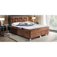 PMW - NAOMI Łóżko kontynentalne z pojemnikiem | 160x200 | Wysokość zagłówka 120 cm | Materac Komfort | Topper HR