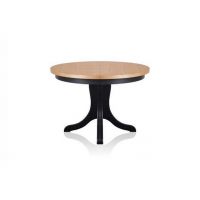 HALEX - OSKAR XII Stół dąb | Średnica 100+2x50 wkładka | Dąb naturalny lakier | Noga czarna | DOSTĘPNE OD RĘKI