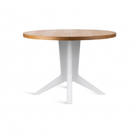 HALEX - OSLO XII Stół buk | Średnica 100+2x50 wkładka | Cały Biały gładki
