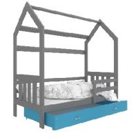 AJK meble - DOMEK 2 Łóżko Parterowe 1-osobowe 190x80cm, Kolor: Szary