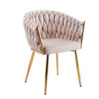 FURNITEX - K7-FX (G) Krzesło | Velvet | Riviera 06 beżowe | Nogi złoty