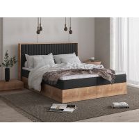 Mars Meble - PERU Łóżko kontynentalne z pojemnikiem | 140x200 | Materac Bonell | Topper