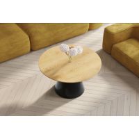 HUBERTUS - PINETO MINI LAMI Ława 80 | Blat Dąb Słoneczny | Noga czarny połysk