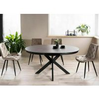 SIGNAL - PORTO CERAMIC Stół 120x120-160x76h | Ciemny szary efekt marmuru | Czarny | DOSTĘPNY OD RĘKI