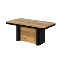 HUBERTUS - PORTOFINO LAMI Stół 160-412x100 | Blat Dąb Pradawny | Nogi Czarny połysk | Dąb Pradawny