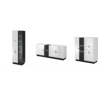 HELVETIA MEBLE WIERUSZÓW - QUARTZ Zestaw mebli | Komoda T47 | Barek T46 | Witryna T12 | DOSTĘPNY OD RĘKI