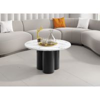 HUBERTUS - RAVEO MINI Ława | Marble white połysk | Czarny połysk