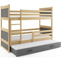 BMS - RICO Łóżko piętrowe 3-osobowe 90x200 cm / Rama kolor: Sosna