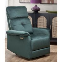 HALMAR - SEMIR Fotel | Elektrycznie rozkładany | Gniazdo USB | zielony