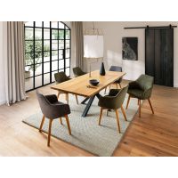 MC AKCENT - DEBA Stół drewniany 220x100 | Obrzeże ciosane | Stelaż pająk | DE22SPGW | DETGSSXL