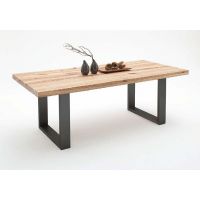 MC AKCENT - CASTELLO Stół drewniany dąb lity ze spękaniami | stelaż metal lakier antracyt mat