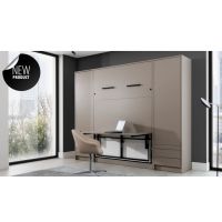 NEW ELEGANCE - NEW ELEGANCE Zestaw | Genius 140x200 Półkotapczan pionowy z Biurkiem | Szafa P | Szafa S