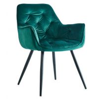 FURNITEX - HF-058 Krzesło | Velvet | Zielone | Nogi czarne