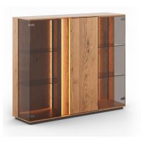 KATMANDU MEBLE - COLLODI Witryna niska szklana | Dąb dziki olejowany | ZICOL13