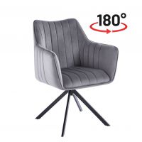 FURNITEX - K10-FX Krzesło | Obrót siedziska | Velvet | Szare | Nogi czarne